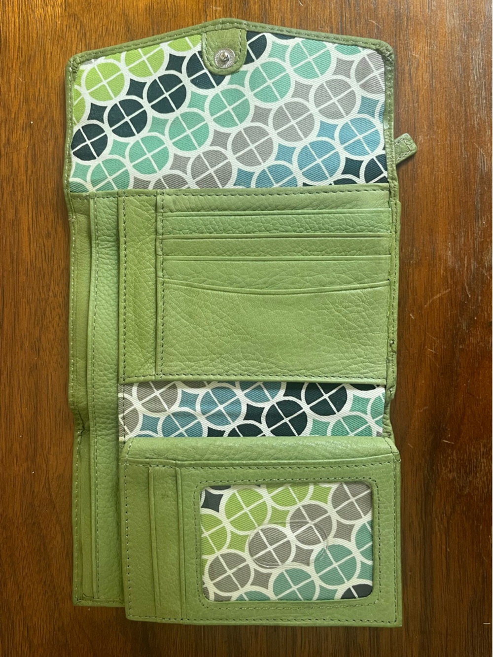 Fossil Light Green Genuine Leather Envelope Wallet - Picture 5 of 7